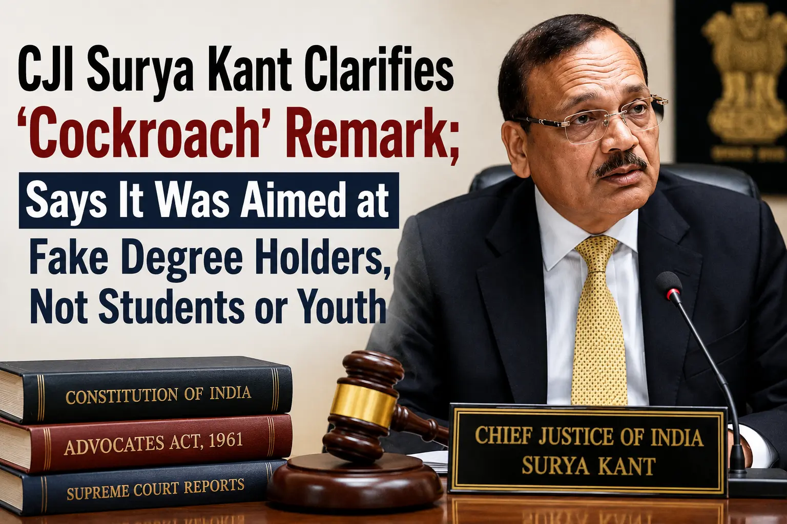 CJI Surya Kant Clarifies 'Cockroach' Remark, Says It Was Not Students or Youth